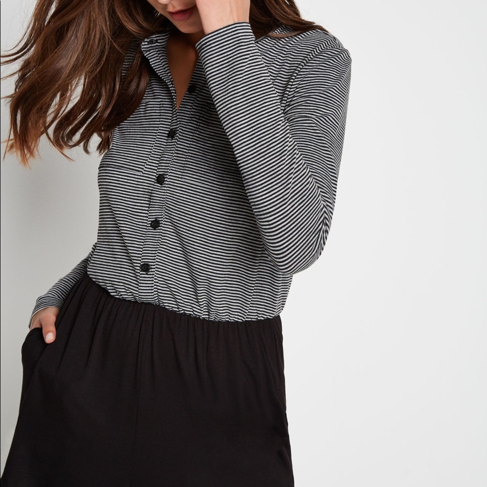 BCBGeneration | STRIPED POCKET FRONT BUTTON-UP